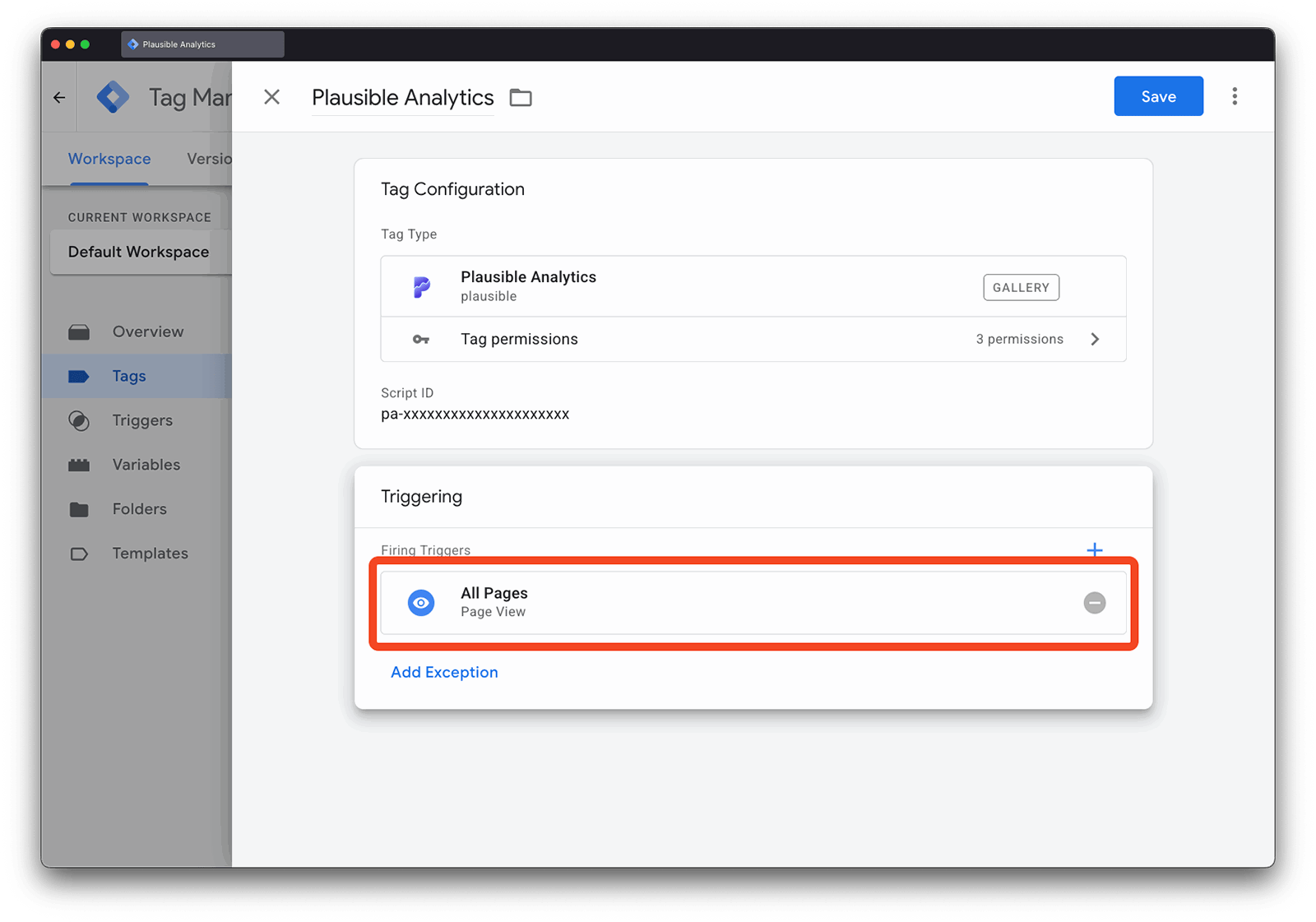 Plausible GTM Template New Tag Trigger Plausible GTM Template New Tag Trigger